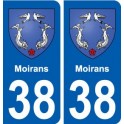 38 Moirans blason ville autocollant plaque stickers