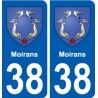 38 Moirans blason ville autocollant plaque stickers