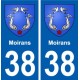 38 Moirans blason ville autocollant plaque stickers