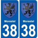 38 Morestel blason ville autocollant plaque stickers