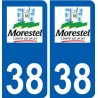 38 Morestel logo ville autocollant plaque stickers