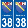 38 Pontcharra blason ville autocollant plaque stickers