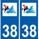 38 Pontcharra logo ville autocollant plaque stickers