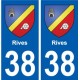 38 Rives blason ville autocollant plaque stickers