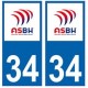 34 ASBH Bézier rugby autocollant plaque