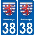 38 Sassenage blason ville autocollant plaque stickers