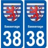 38 Sassenage blason ville autocollant plaque stickers