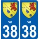 38 Vif blason ville autocollant plaque stickers