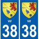 38 Vif blason ville autocollant plaque stickers