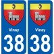 38 Vinay blason ville autocollant plaque stickers