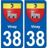 38 Vinay blason ville autocollant plaque stickers