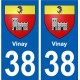 38 Vinay blason ville autocollant plaque stickers