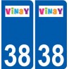 38 Vinay logo ville autocollant plaque stickers