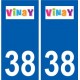 38 Vinay logo ville autocollant plaque stickers