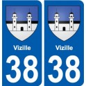 38 Vizille blason ville autocollant plaque stickers