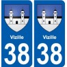 38 Vizille blason ville autocollant plaque stickers