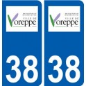 38 Voreppe logo ville autocollant plaque stickers