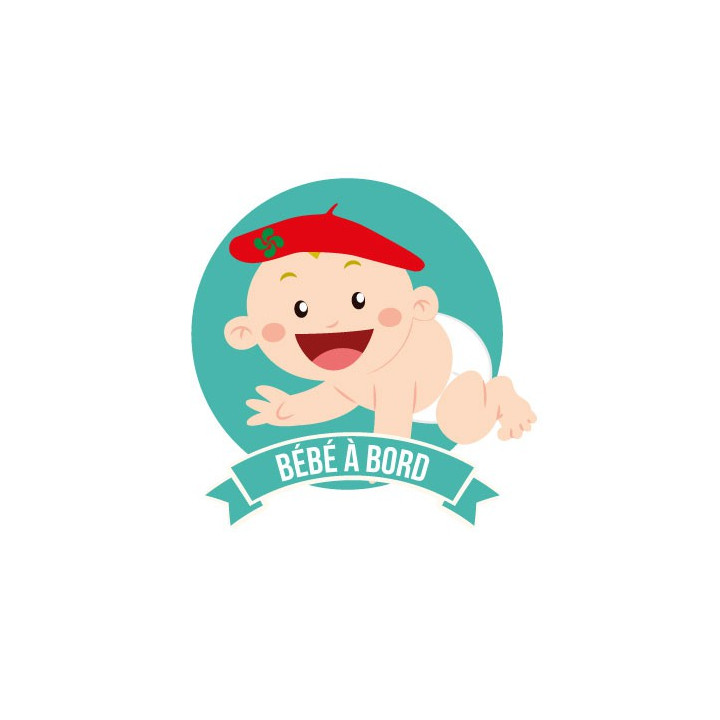 Autocollant Bébé à bord garçon baby boy 4 basque stickers adhésif