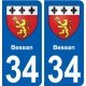 34 Bessan blason ville autocollant plaque stickers