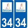 34 Bessan logo ville autocollant plaque stickers