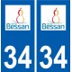 34 Bessan logotipo de la ciudad de etiqueta, placa de la etiqueta engomada