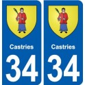 34 Castries blason ville autocollant plaque stickers