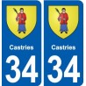 34 Castries blason ville autocollant plaque stickers