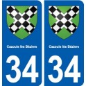 34 Cazouls-lès-Béziers blason ville autocollant plaque stickers