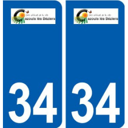 34 Cazouls-lès-Béziers logo ville autocollant plaque stickers