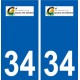 34 Cazouls-lès-Béziers logo ville autocollant plaque stickers