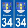 34 Conejeras escudo de armas de la ciudad de etiqueta, placa de la etiqueta engomada