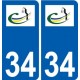 34 Clapiers logo ville autocollant plaque stickers