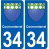 34 Cournonterral blason ville autocollant plaque stickers