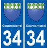 34 Cournonterral coat of arms, city sticker, plate sticker