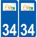 34 Cournonterral logo ville autocollant plaque stickers