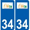 34 Cournonterral logo ville autocollant plaque stickers