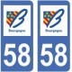 58 Nièvre autocollant plaque