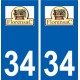 34 Florensac logo ville autocollant plaque stickers