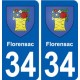 34 Florensac blason ville autocollant plaque stickers