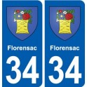 34 Florensac blason ville autocollant plaque stickers