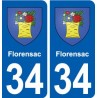 34 Florensac blason ville autocollant plaque stickers