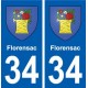 34 Florensac blason ville autocollant plaque stickers