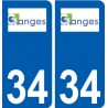 34 Ganges logo ville autocollant plaque stickers