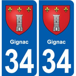 34 Gignac blason ville autocollant plaque stickers