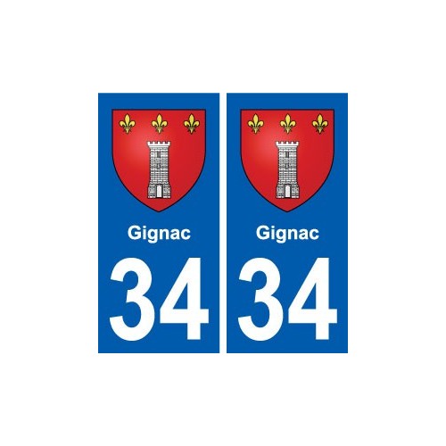 34 Gignac blason ville autocollant plaque stickers