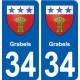 34 Grabels blason ville autocollant plaque stickers