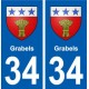 34 Grabels blason ville autocollant plaque stickers