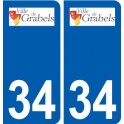 34 Grabels logo ville autocollant plaque stickers