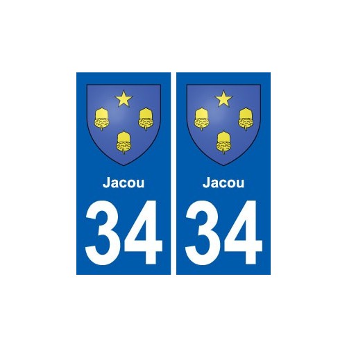 34 Jacou blason ville autocollant plaque stickers