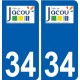 34 Jacou logo ville autocollant plaque stickers
